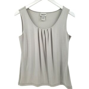 Chico's Travelers Shell Blouse 0 Small Gray Silver Stretch Comfort Sleeveless